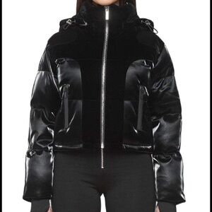 Maniere De Voir Black Glossy Puffer Jacket